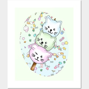 cute cat dango on a stick Posters and Art